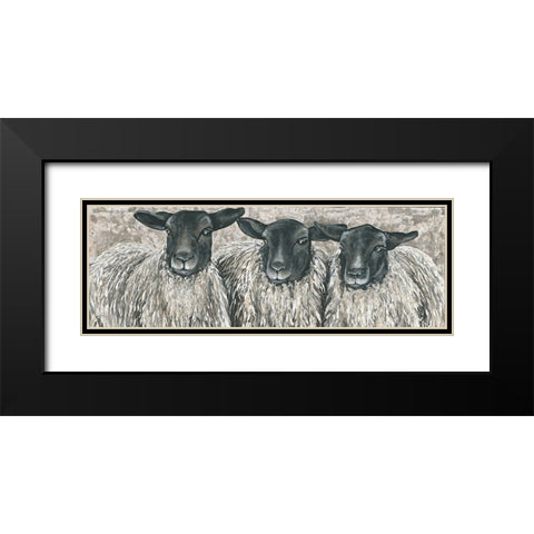 Three Sheep   Black Modern Wood Framed Art Print with Double Matting by Hollihocks Art