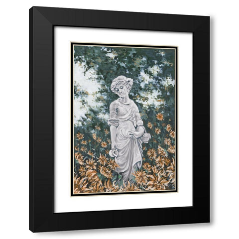 Here in the Garden  Black Modern Wood Framed Art Print with Double Matting by Hollihocks Art