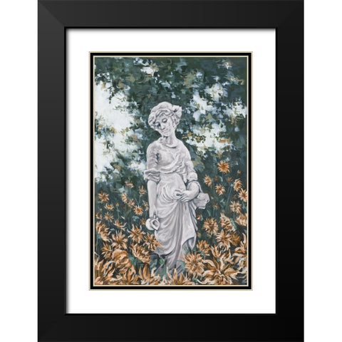 Here in the Garden  Black Modern Wood Framed Art Print with Double Matting by Hollihocks Art