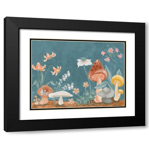Many Mushrooms  Black Modern Wood Framed Art Print with Double Matting by Hollihocks Art