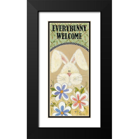 Every Bunny Welcome Black Modern Wood Framed Art Print with Double Matting by Hilliker, Lisa