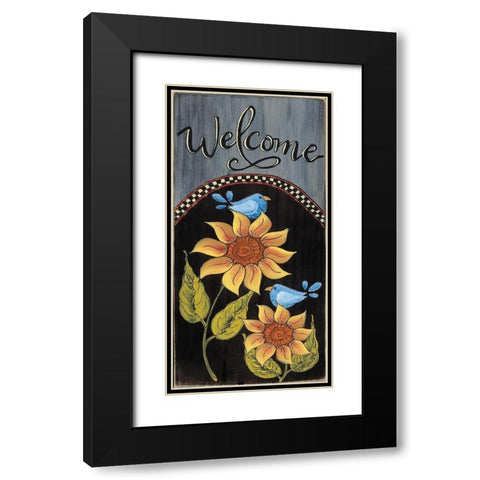 Bluebird Welcome Black Modern Wood Framed Art Print with Double Matting by Hilliker, Lisa