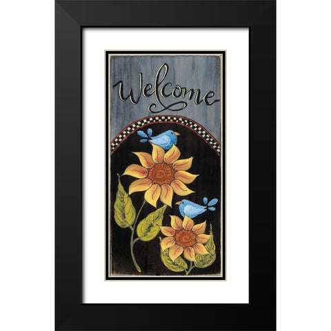 Bluebird Welcome Black Modern Wood Framed Art Print with Double Matting by Hilliker, Lisa
