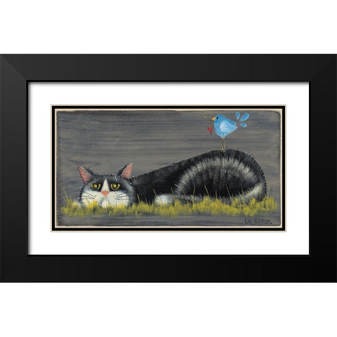 Love You Black Modern Wood Framed Art Print with Double Matting by Hilliker, Lisa