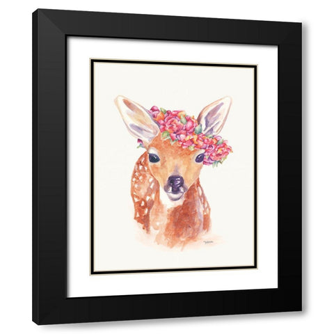 Sweet Fawn Black Modern Wood Framed Art Print with Double Matting by Holden, Jennifer