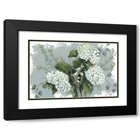 Hydrangeas in White Black Modern Wood Framed Art Print with Double Matting by Holden, Jennifer