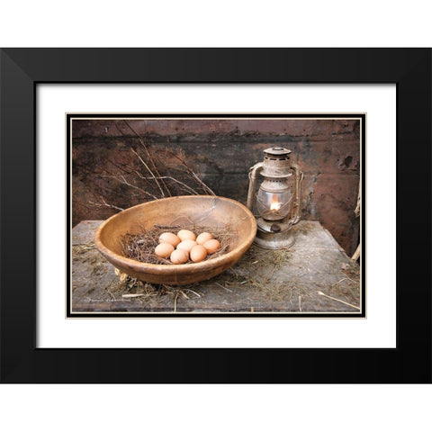 Egg Bowl Black Modern Wood Framed Art Print with Double Matting by Hoover, Irvin