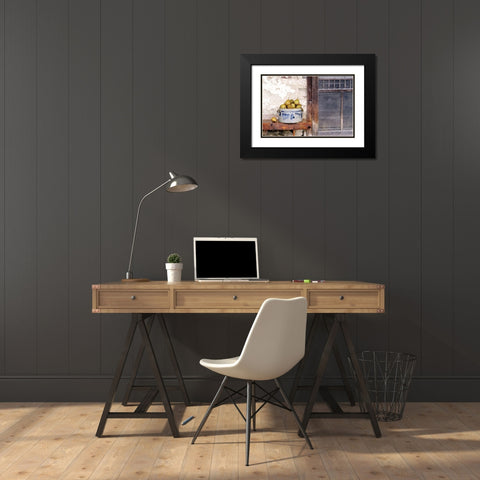 Bushel and a Peck Crock of Pears Black Modern Wood Framed Art Print with Double Matting by Hoover, Irvin