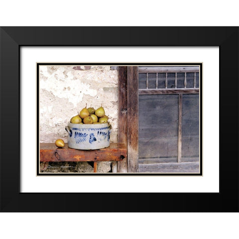 Bushel and a Peck Crock of Pears Black Modern Wood Framed Art Print with Double Matting by Hoover, Irvin