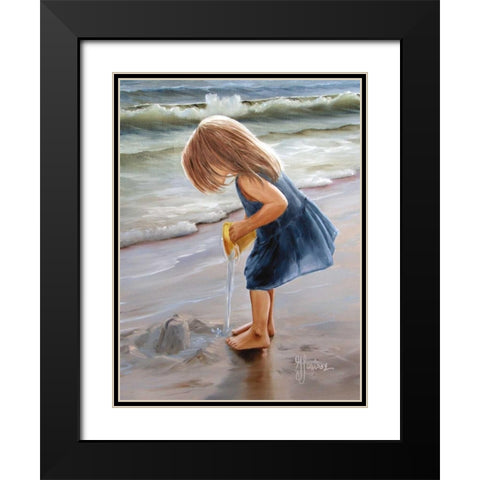 Playing at the Beach Black Modern Wood Framed Art Print with Double Matting by Janisse, Georgia