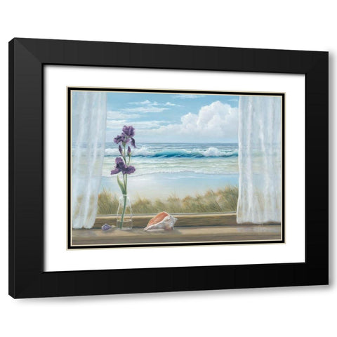 Irises on Windowsill Black Modern Wood Framed Art Print with Double Matting by Janisse, Georgia