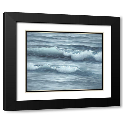 Waves Black Modern Wood Framed Art Print with Double Matting by Janisse, Georgia