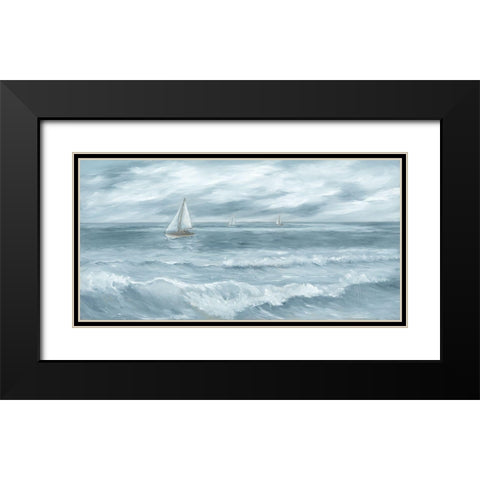 Three Sailboats Black Modern Wood Framed Art Print with Double Matting by Janisse, Georgia