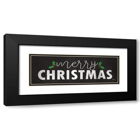 Merry Christmas Black Modern Wood Framed Art Print with Double Matting by Jaxn Blvd.