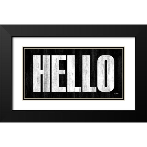 HELLO Black Modern Wood Framed Art Print with Double Matting by Jaxn Blvd.