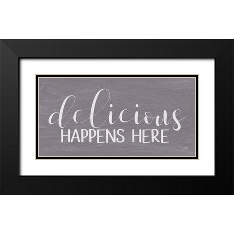 Delicious Happens Here Black Modern Wood Framed Art Print with Double Matting by Jaxn Blvd.