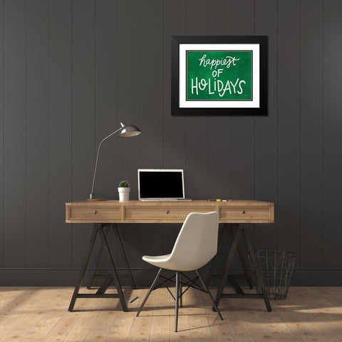 Happiest of Holidays Black Modern Wood Framed Art Print with Double Matting by Jaxn Blvd.