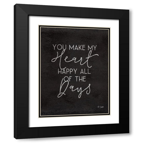 Happy Heart Black Modern Wood Framed Art Print with Double Matting by Jaxn Blvd.