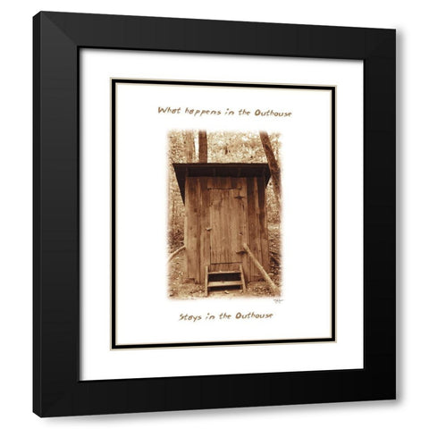 What Happens in the Outhouse Black Modern Wood Framed Art Print with Double Matting by Jones, John