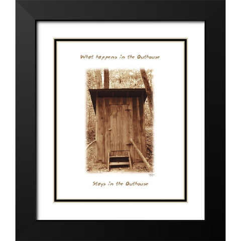 What Happens in the Outhouse Black Modern Wood Framed Art Print with Double Matting by Jones, John
