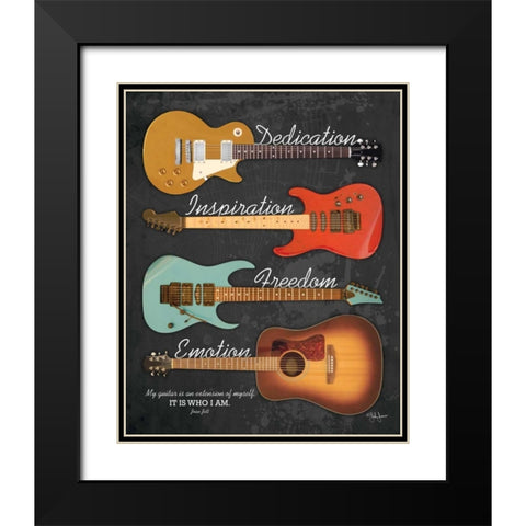 My Guitar Black Modern Wood Framed Art Print with Double Matting by Jones, John