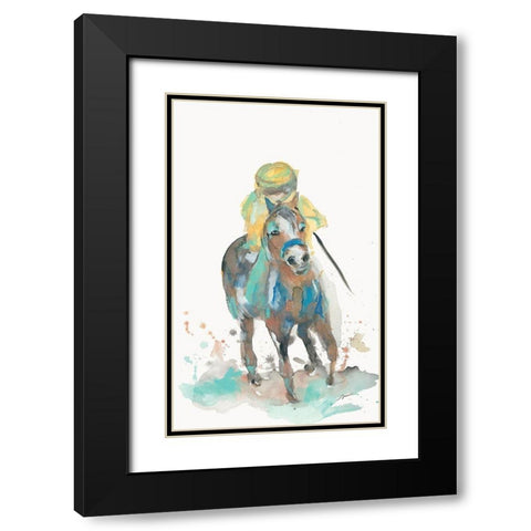 A Jockey and His Horse Black Modern Wood Framed Art Print with Double Matting by Mingo, Jessica