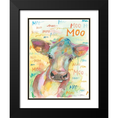 Country Cow Black Modern Wood Framed Art Print with Double Matting by Mingo, Jessica