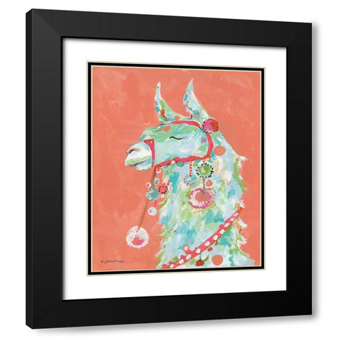 Tito the Llama Black Modern Wood Framed Art Print with Double Matting by Mingo, Jessica