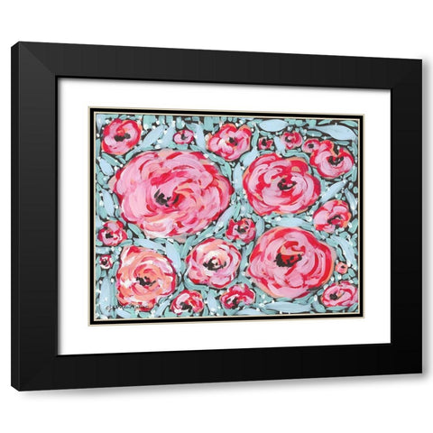 Rose Party Black Modern Wood Framed Art Print with Double Matting by Mingo, Jessica