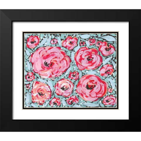 Rose Party Black Modern Wood Framed Art Print with Double Matting by Mingo, Jessica