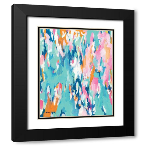 Abstract Aqua Black Modern Wood Framed Art Print with Double Matting by Mingo, Jessica