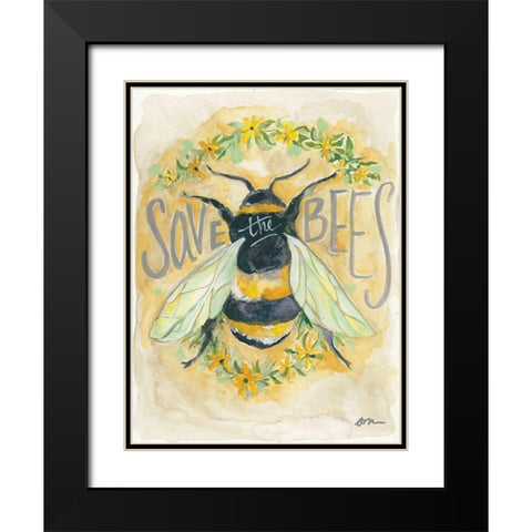 Save the Bees Black Modern Wood Framed Art Print with Double Matting by Mingo, Jessica