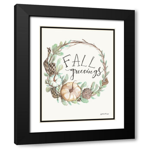 Fall Greetings Black Modern Wood Framed Art Print with Double Matting by Mingo, Jessica