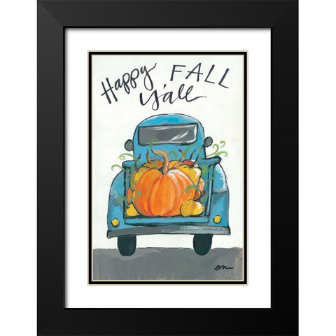 Happy Fall Yall Truck Black Modern Wood Framed Art Print with Double Matting by Mingo, Jessica