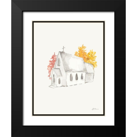 Autumn Church Black Modern Wood Framed Art Print with Double Matting by Mingo, Jessica