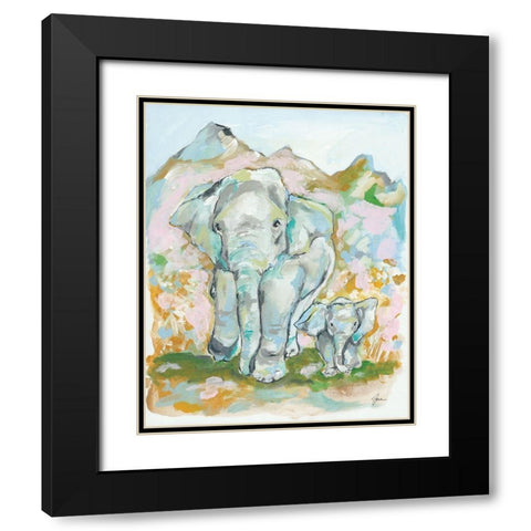 Elephant Summer Black Modern Wood Framed Art Print with Double Matting by Mingo, Jessica
