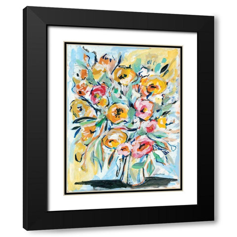 Abstract Florals Black Modern Wood Framed Art Print with Double Matting by Mingo, Jessica