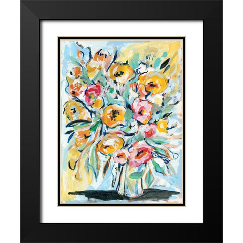 Abstract Florals Black Modern Wood Framed Art Print with Double Matting by Mingo, Jessica