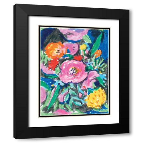 Bright Florals Black Modern Wood Framed Art Print with Double Matting by Mingo, Jessica
