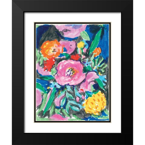 Bright Florals Black Modern Wood Framed Art Print with Double Matting by Mingo, Jessica
