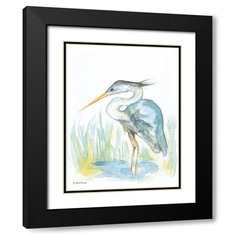 Heron Black Modern Wood Framed Art Print with Double Matting by Mingo, Jessica