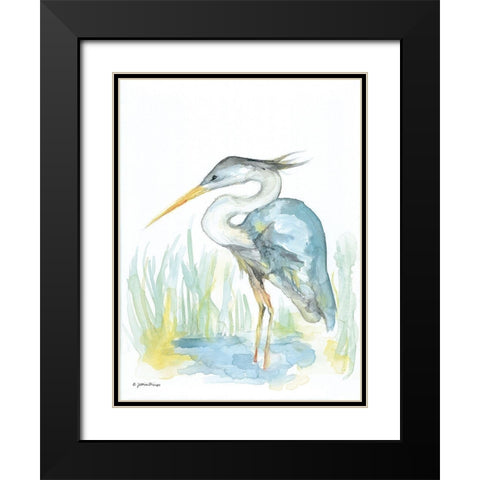 Heron Black Modern Wood Framed Art Print with Double Matting by Mingo, Jessica