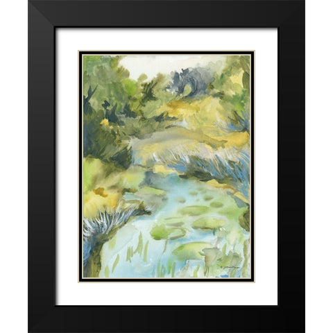 Lilypad Black Modern Wood Framed Art Print with Double Matting by Mingo, Jessica