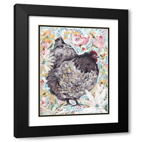 Gerty the Hen Black Modern Wood Framed Art Print with Double Matting by Mingo, Jessica
