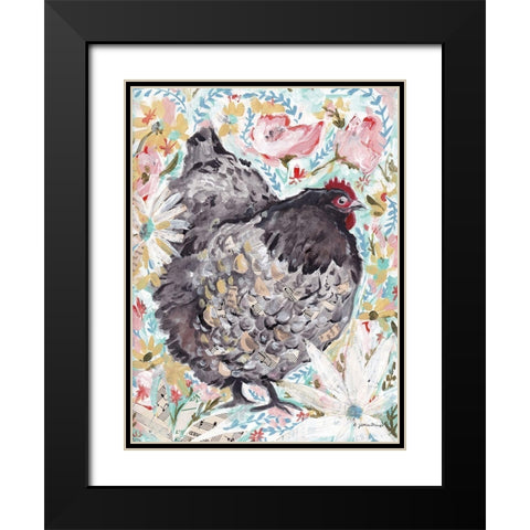Gerty the Hen Black Modern Wood Framed Art Print with Double Matting by Mingo, Jessica