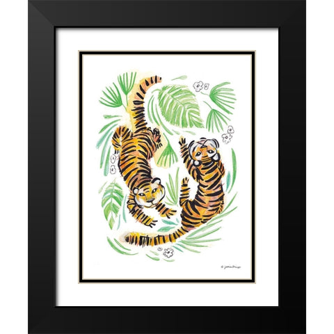 Playful Tigers Black Modern Wood Framed Art Print with Double Matting by Mingo, Jessica