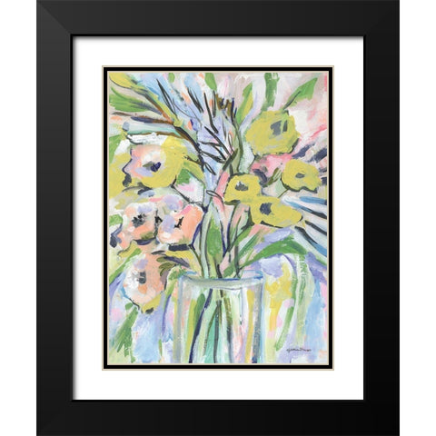 Floral Gold I Black Modern Wood Framed Art Print with Double Matting by Mingo, Jessica