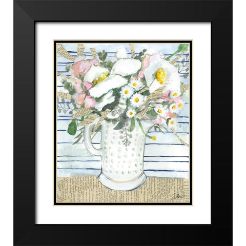 Milk Glass Florals Black Modern Wood Framed Art Print with Double Matting by Mingo, Jessica