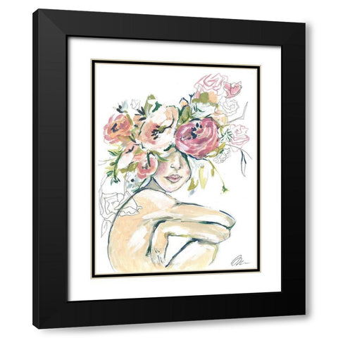 Floral Woman Black Modern Wood Framed Art Print with Double Matting by Mingo, Jessica
