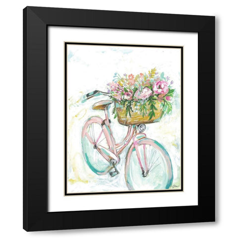Bicycle with Flower Basket Black Modern Wood Framed Art Print with Double Matting by Mingo, Jessica